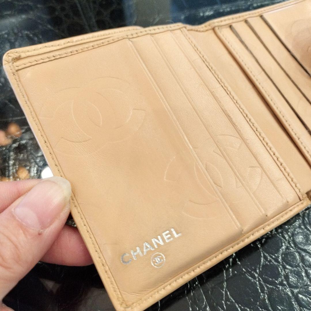 CHANEL カンボンライン がま口 コンパクトウォレット ベージュ