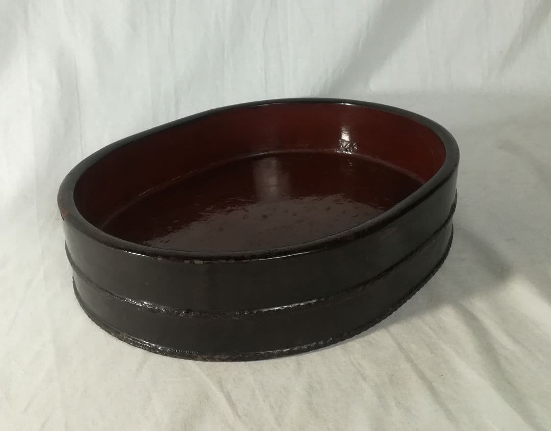 時代　漆塗　平桶　桶盆　盆