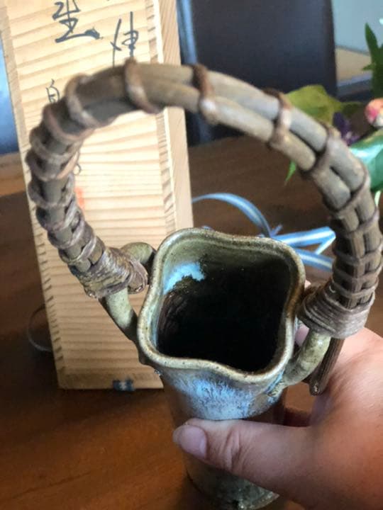 中川自然坊　斑唐津　花生　花瓶　　k