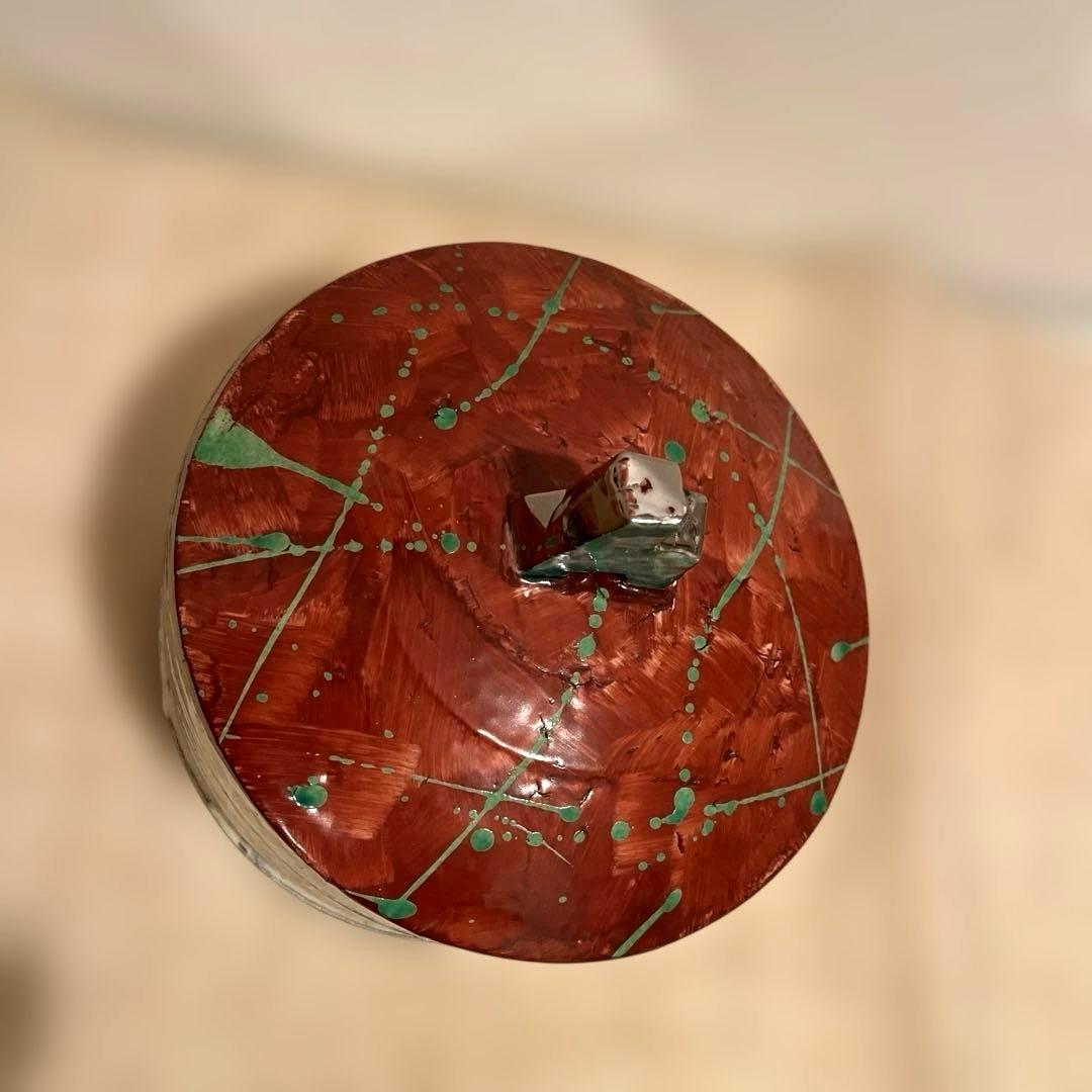 笠間焼　陶芸作家　馬場浩二作　粉引　 蓋物　未使用