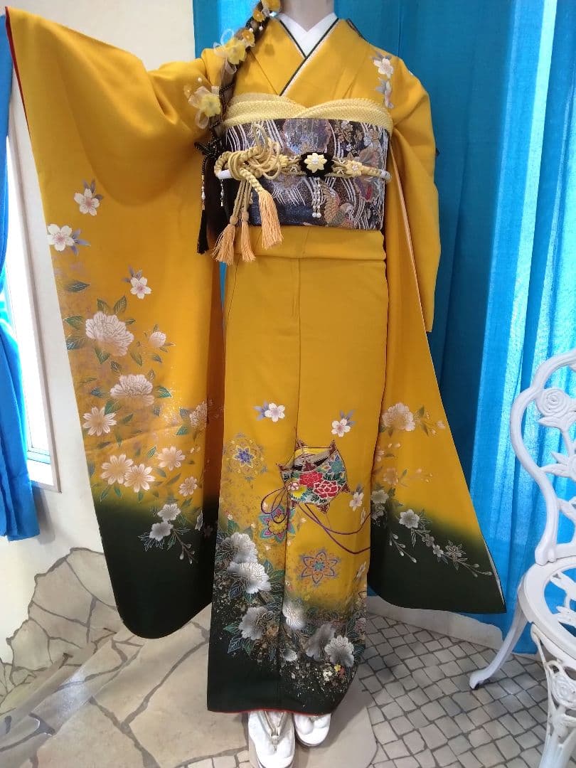 振袖フルセット、正絹振袖、成人式、重ね衿、帯揚げ、帯締め、西陣袋帯