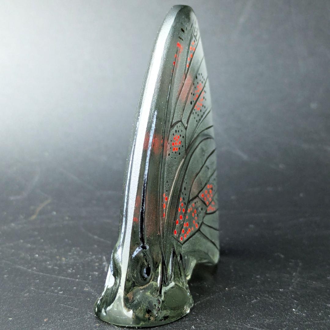 掌の美術 ラリック グレーイッシュ パピヨン蝶 オブジェ 精緻 洗練エナメル彩