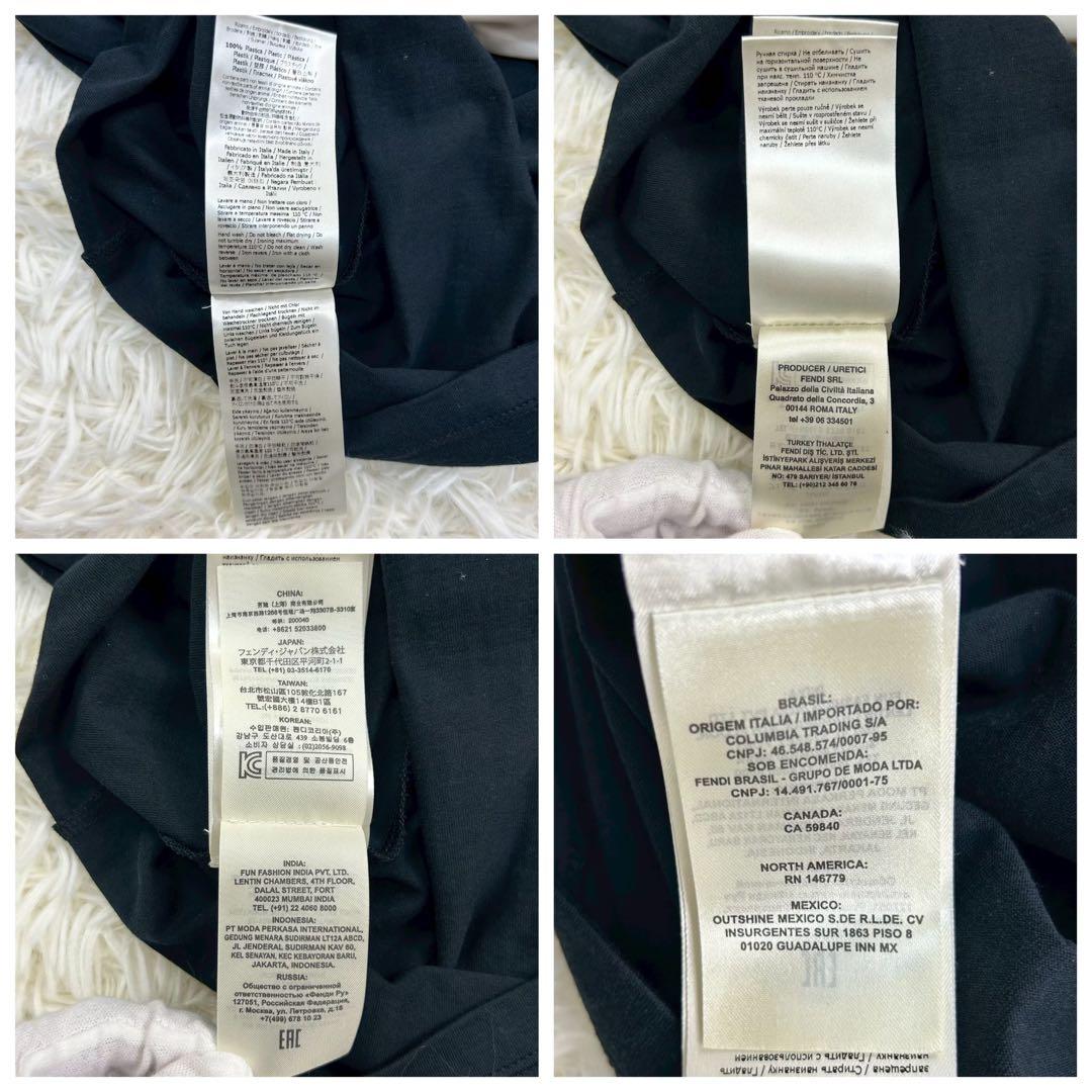良品　フェンディ　モンスターアイ　半袖Tシャツ コットン　ブラック　XS