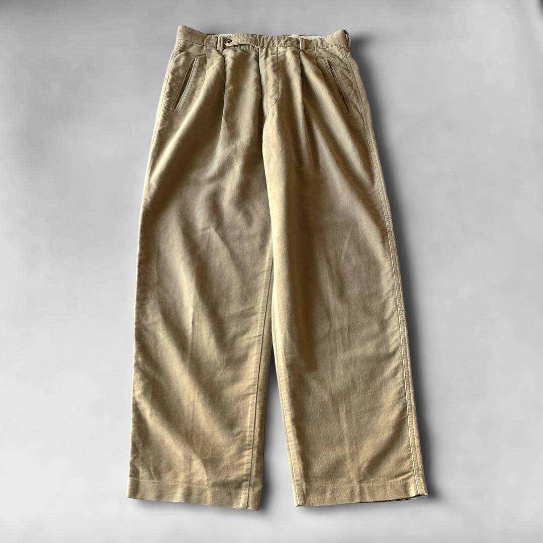 90s Giorgio Armani モールスキン ツータック チノパンツ 50