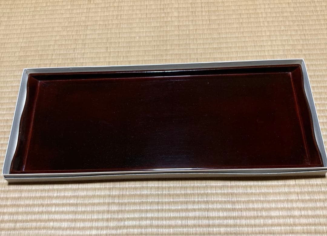 茶道具　長手盆　木製　漆塗　未使用　wooden lacquered tray