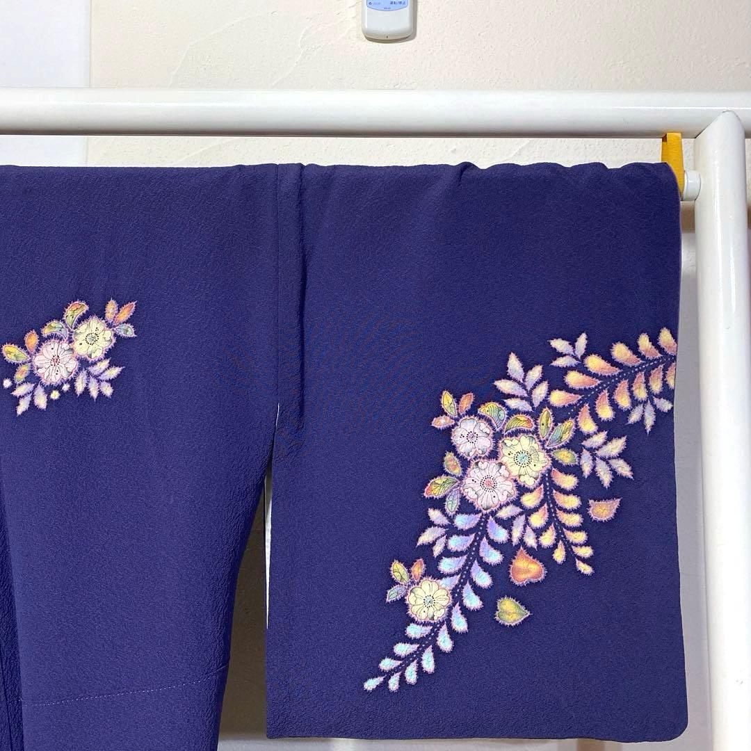 着物-辻が花着物122桐屋翠山工房本格辻が花深藍紫に幻想のぼかし絞りやまと誂製