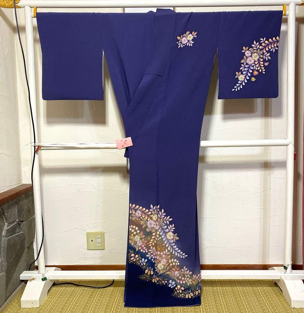 着物-辻が花着物122桐屋翠山工房本格辻が花深藍紫に幻想のぼかし絞りやまと誂製