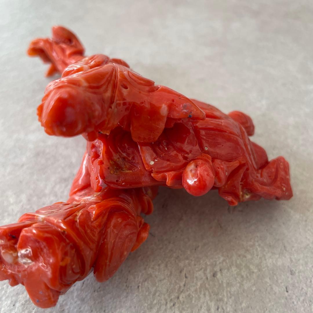 【希少】天然桃珊瑚の彫刻置物 七福神 3体セット