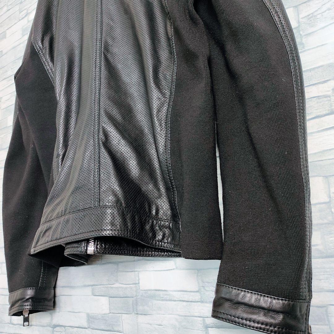 【超希少】DIESEL☆シープスキン　パンチングレザージャケット　M　黒　虎