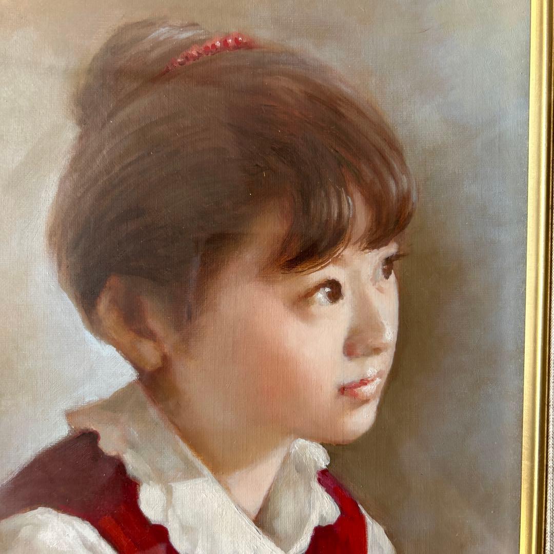 絵画　油彩画　少女　上尚司　「少女」