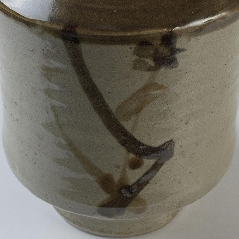 人間国宝　濱田庄司作　鐵絵花瓶　共布共箱　M　R9136H