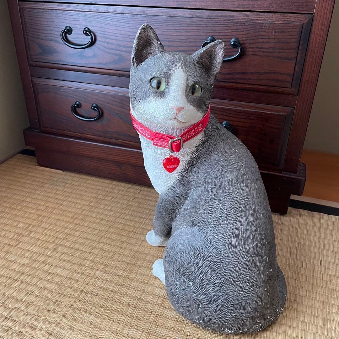 サンディキャスト社製 猫の置物 J786 CAT.GRAY&WHT ライフサイズ