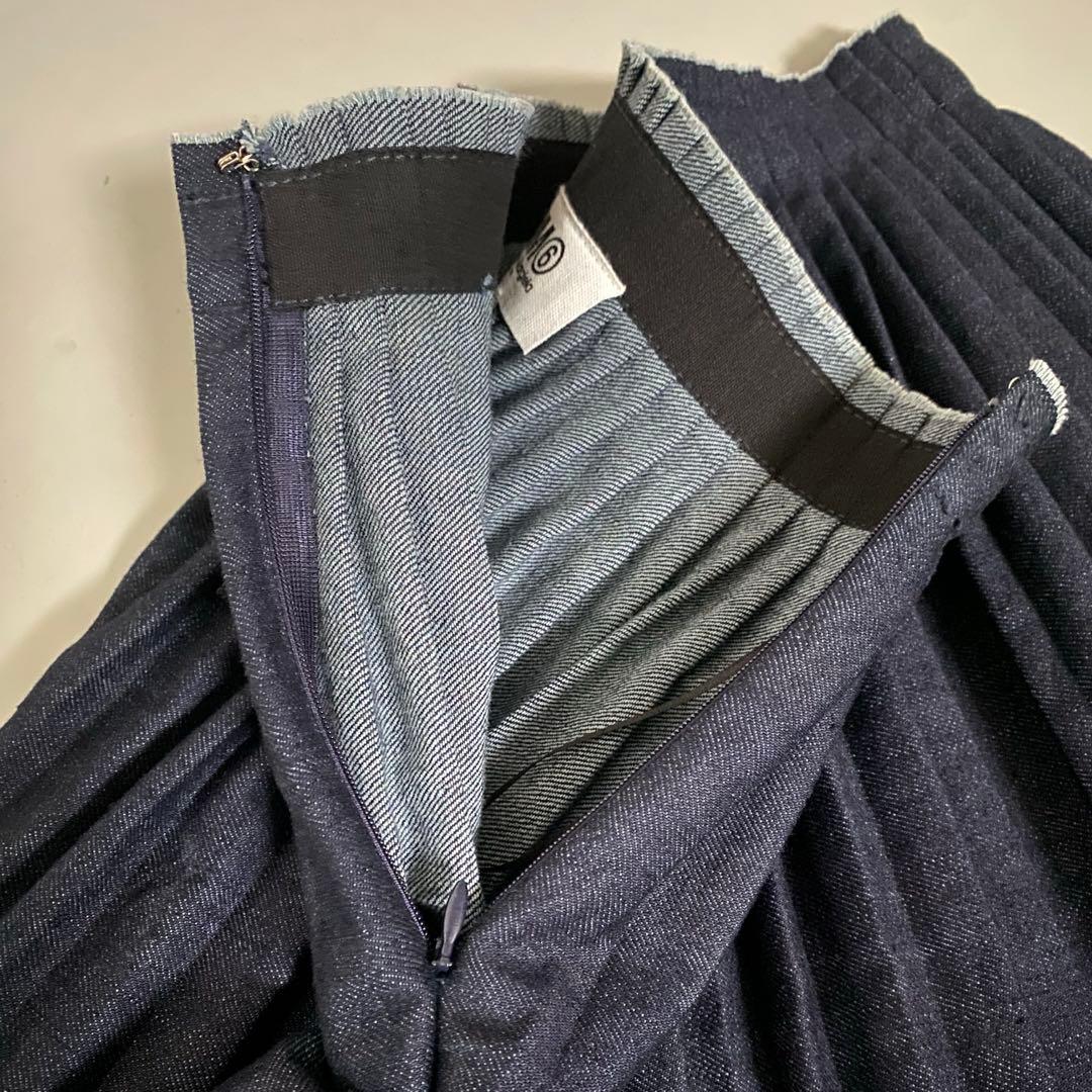 MM6 Maison Margielaデニム風プリーツスカート ひざ丈　36