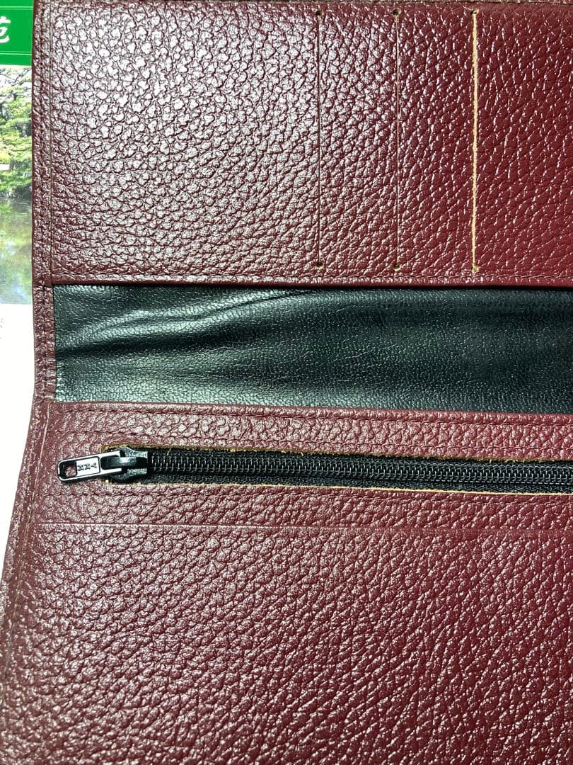 希少色　皇居財布レザー長財布 菊の御紋　ケース 小銭入れ エンジ ボルドー