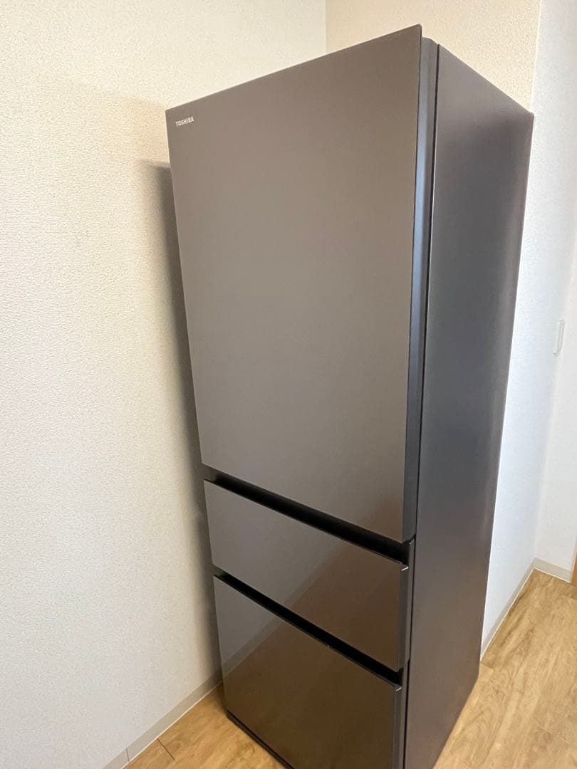 ダークグレー 2ドア冷蔵庫 LED照明付き