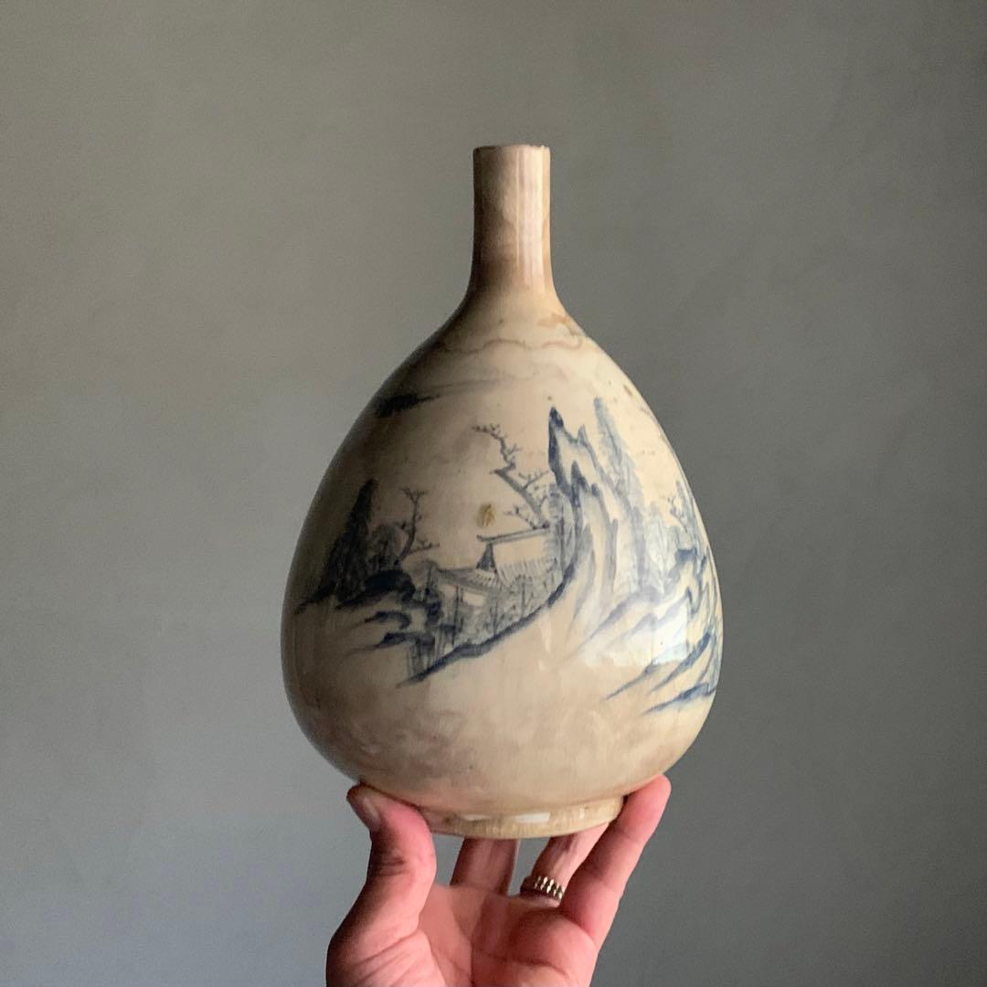 京焼 錦光山 大徳利 古美術 古道具 古清水焼 染付 酒器 アンティーク