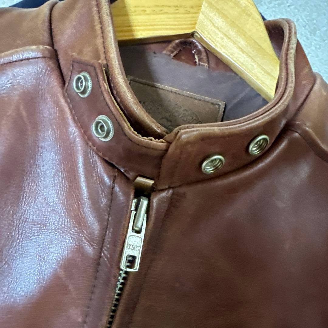 EURO LEATHER ブラウンレザー シングルライダースジャケット