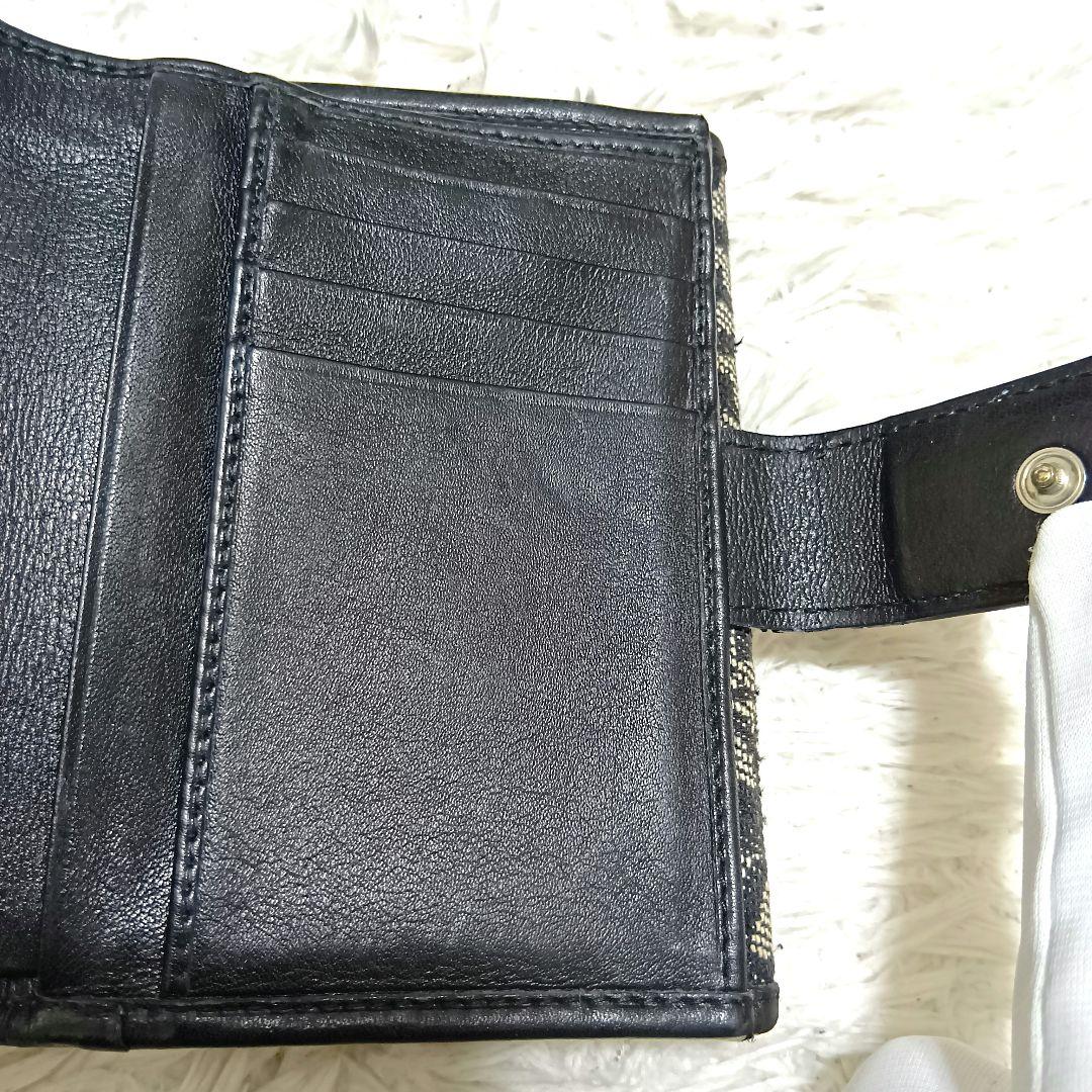 クリスチャンディオール　二つ折り財布　キャンバス　レザー　シルバーロゴ　正規品