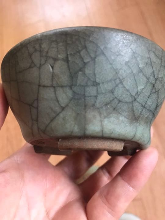 盆栽鉢　希少盆栽鉢青磁氷裂貫入丸鉢2個、白乳鉢の3個セット小品盆栽鉢サボテン