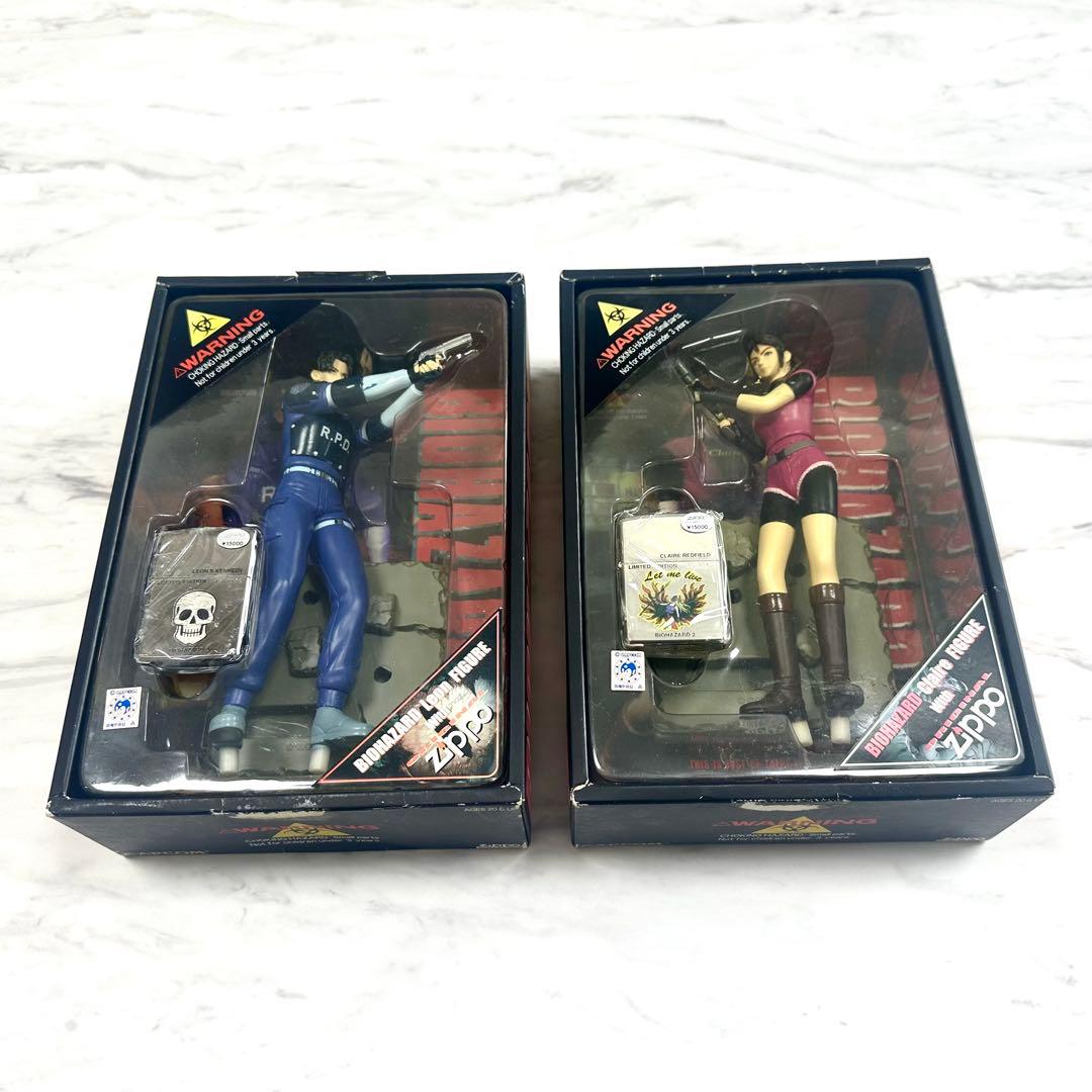 【未使用】【入手困難】BIOHAZARD2 ZIPPO付きフィギュア2体セット