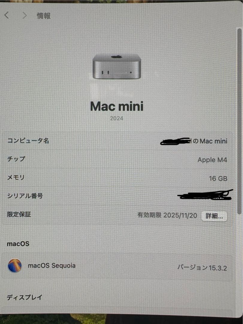 Macデスクトップ mac mini m4 16GB 256GB