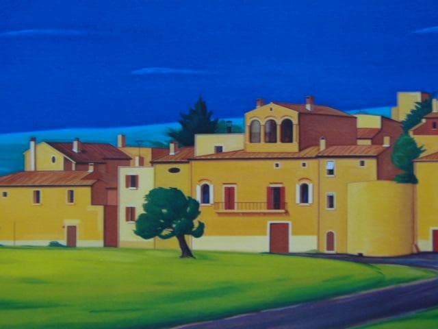 山内滋夫、【カーズヌーブの午後】、希少な画集画、新品高級額・額装付、状態良好