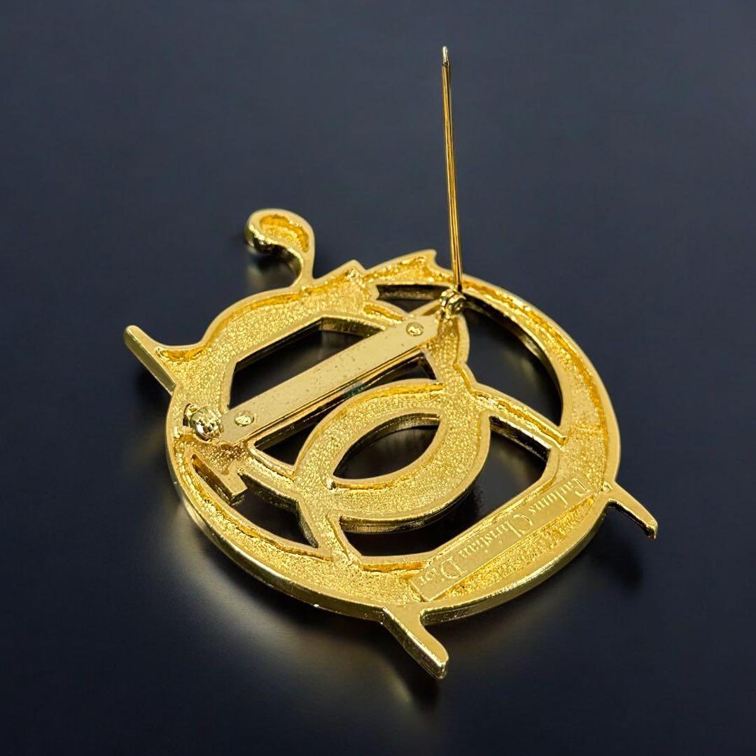 【美品】ディオール　ロゴ　エンブレム　ブローチ　ゴールド