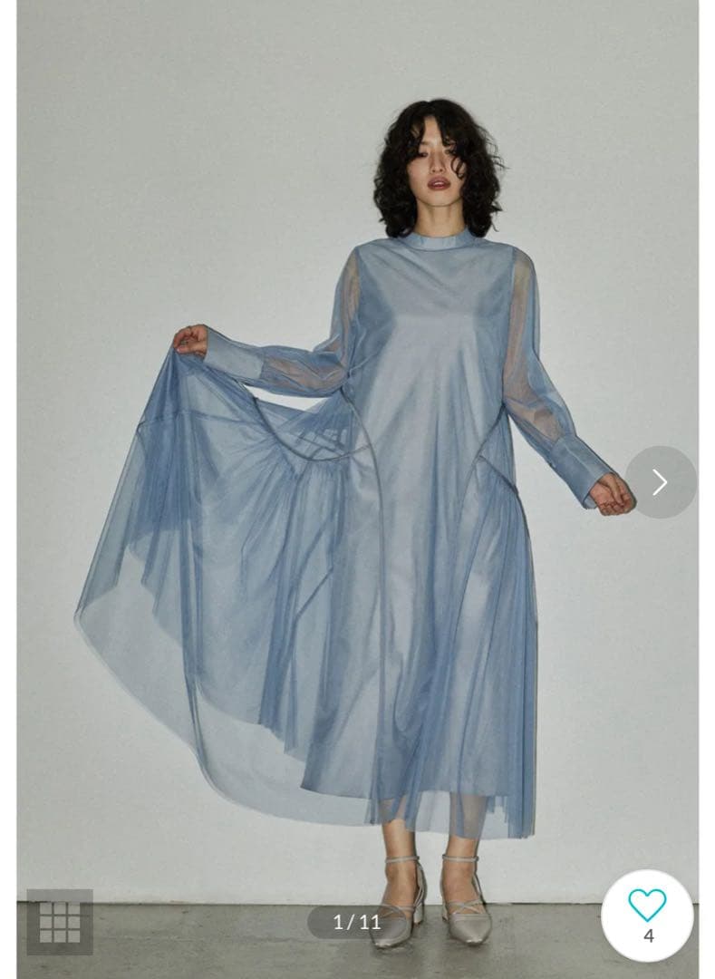 niana チュールパイピングAラインドレス マタニティ 妊婦 結婚式 ブルーS