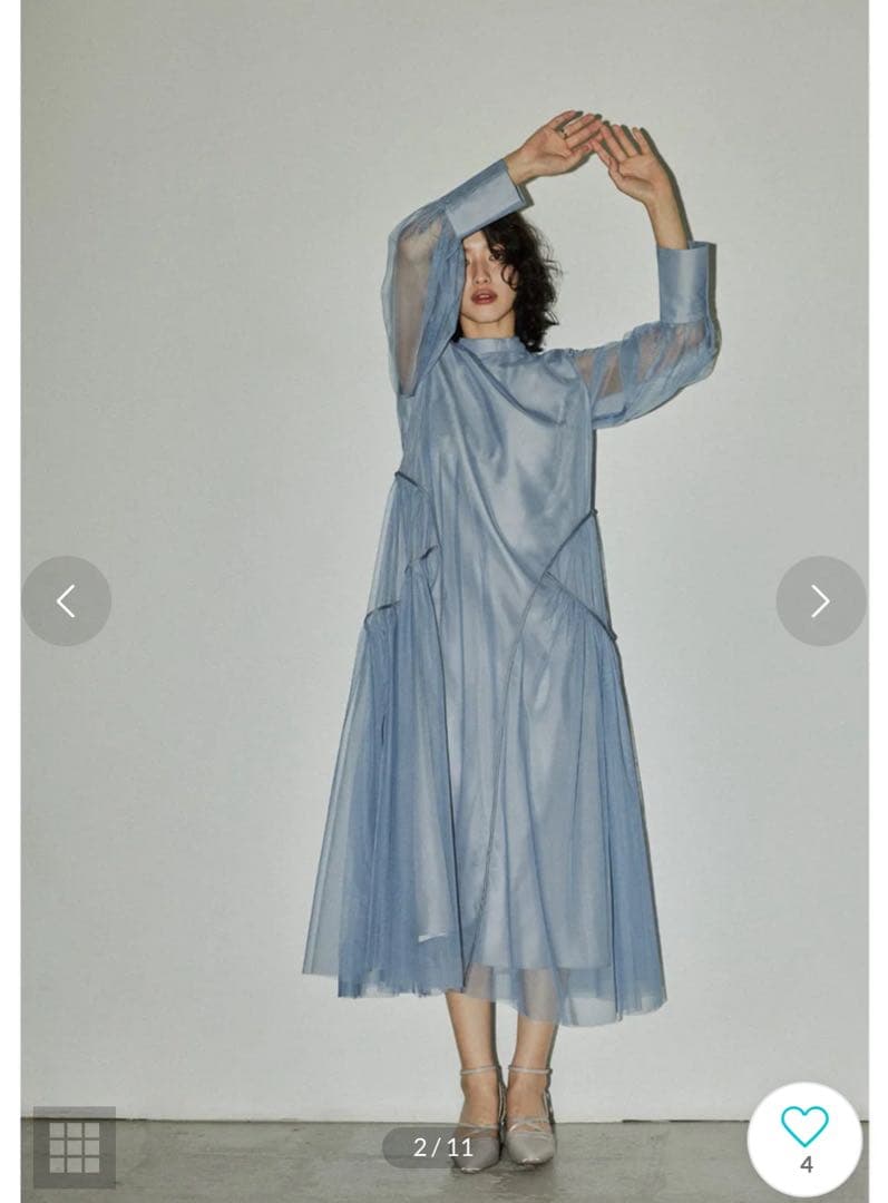 niana チュールパイピングAラインドレス マタニティ 妊婦 結婚式 ブルーS