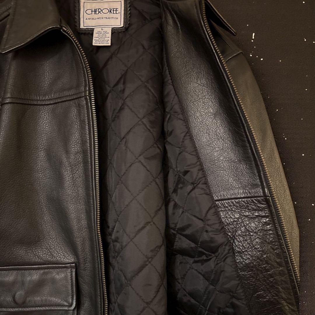 90s 本革 vintage cherokee A-2 ジャケット ブラック L