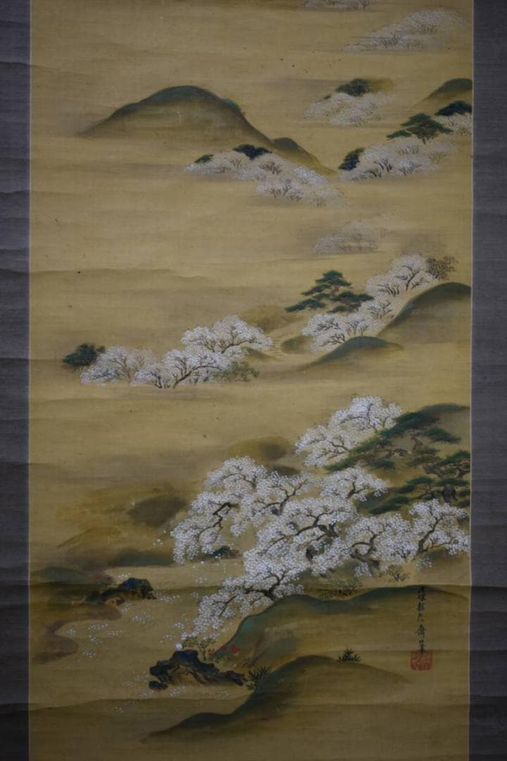 真作/狩野探信/春秋図/双幅/布袋屋掛軸HＣ-906