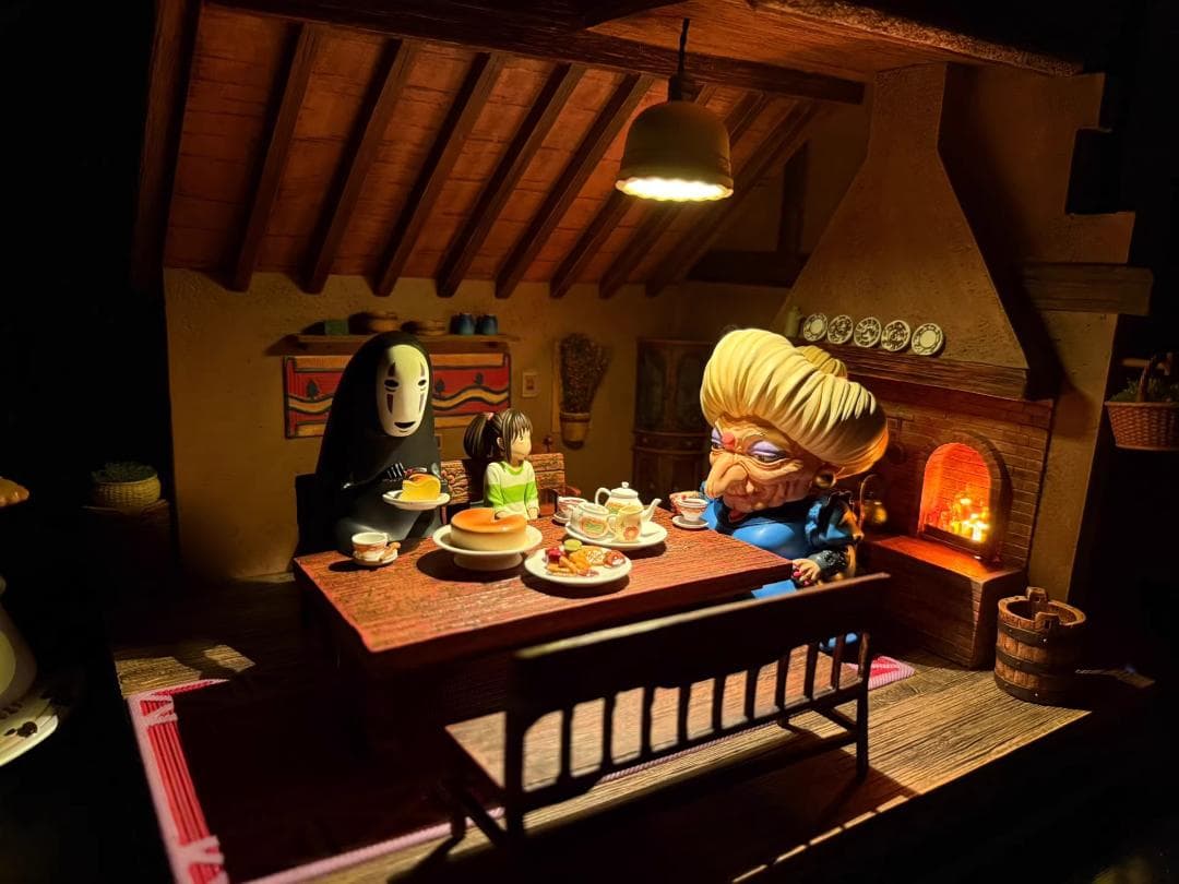 千と千尋の神隠し 銭婆の家でのお茶会 樹脂 彫刻 フィギュア