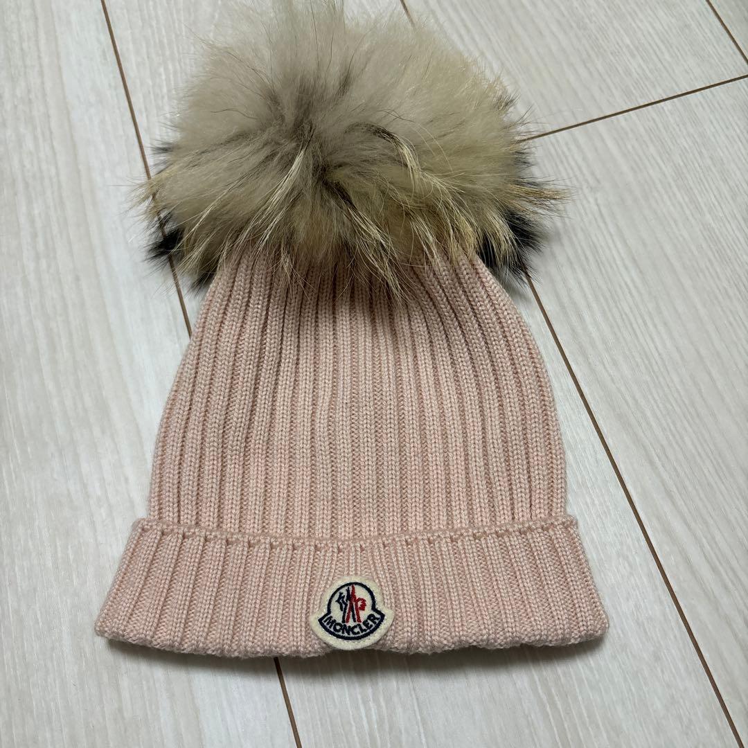 モンクレール ニット帽 ピンク 帽子　ビーニー　サイズ:M