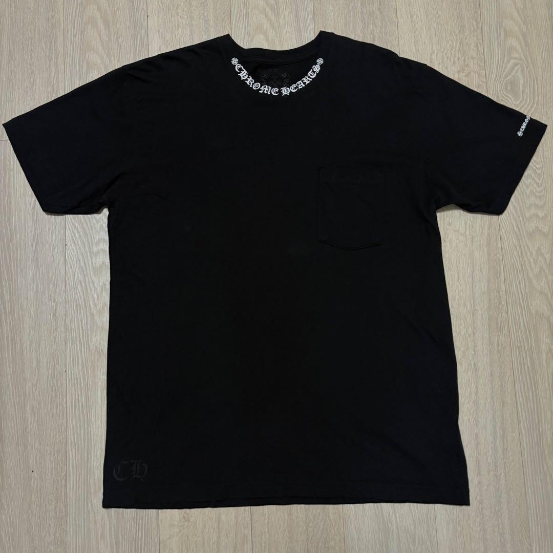 CHROME HEARTS ブラック ネックロゴTシャツ XL