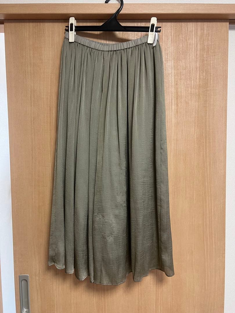 ポポらロン【BEARDSLEY】 シワシフォンギャザーパンツ　カーキ