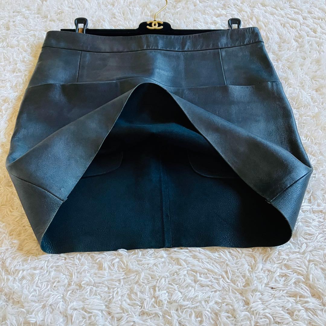 1332 セリーヌ　CELINE ミニスカート　ラムレザー　ビンテージ品　36