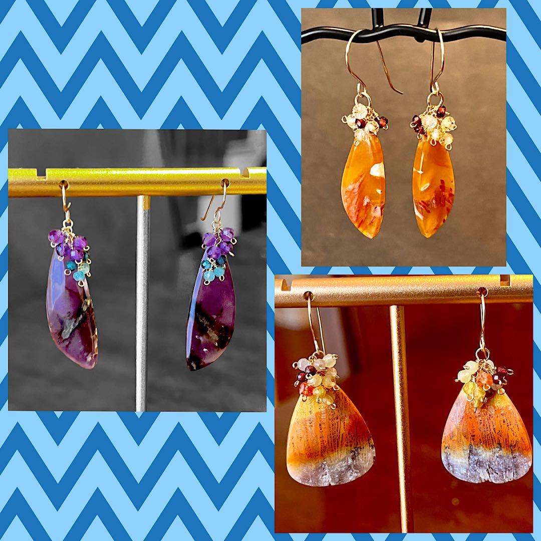 14kgfパープルアゲートのピアス