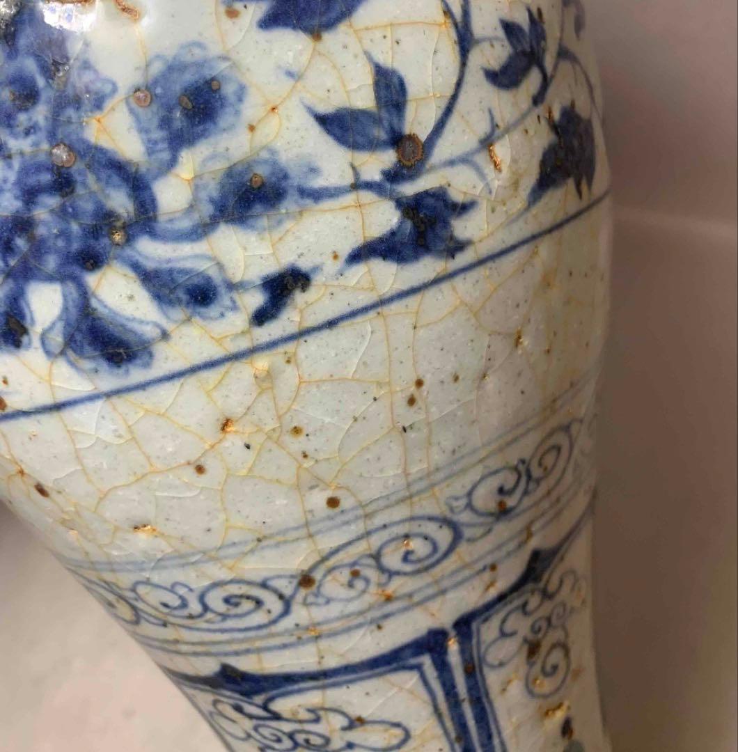 中国 染付草花瓶　f2250920