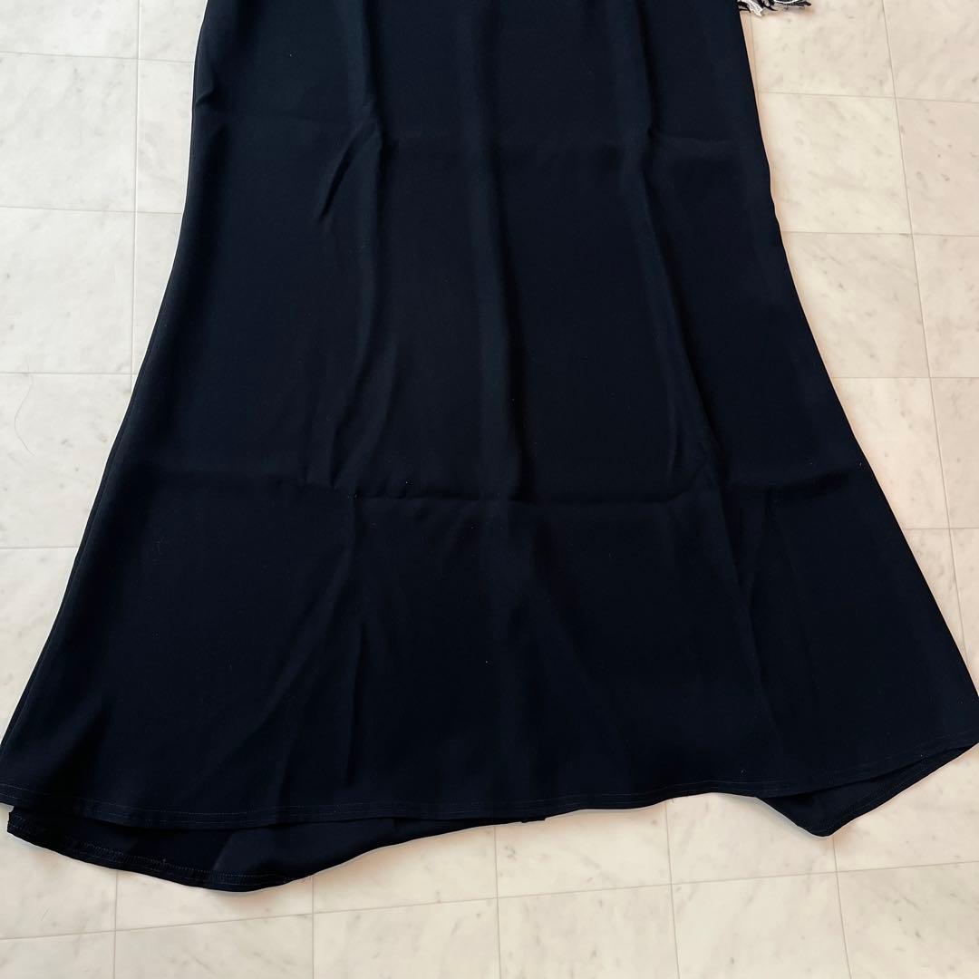 美品♡タダシショウジ レース切替 ドレス 花刺繍 マキシ ブラック 14 XL