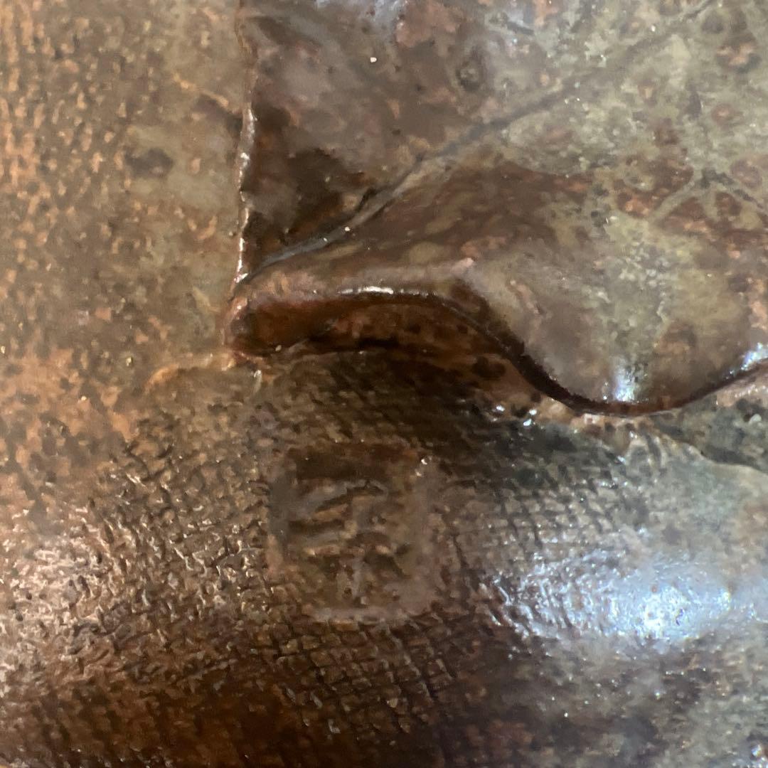 益子焼　陶板　花モチーフ　作者不明