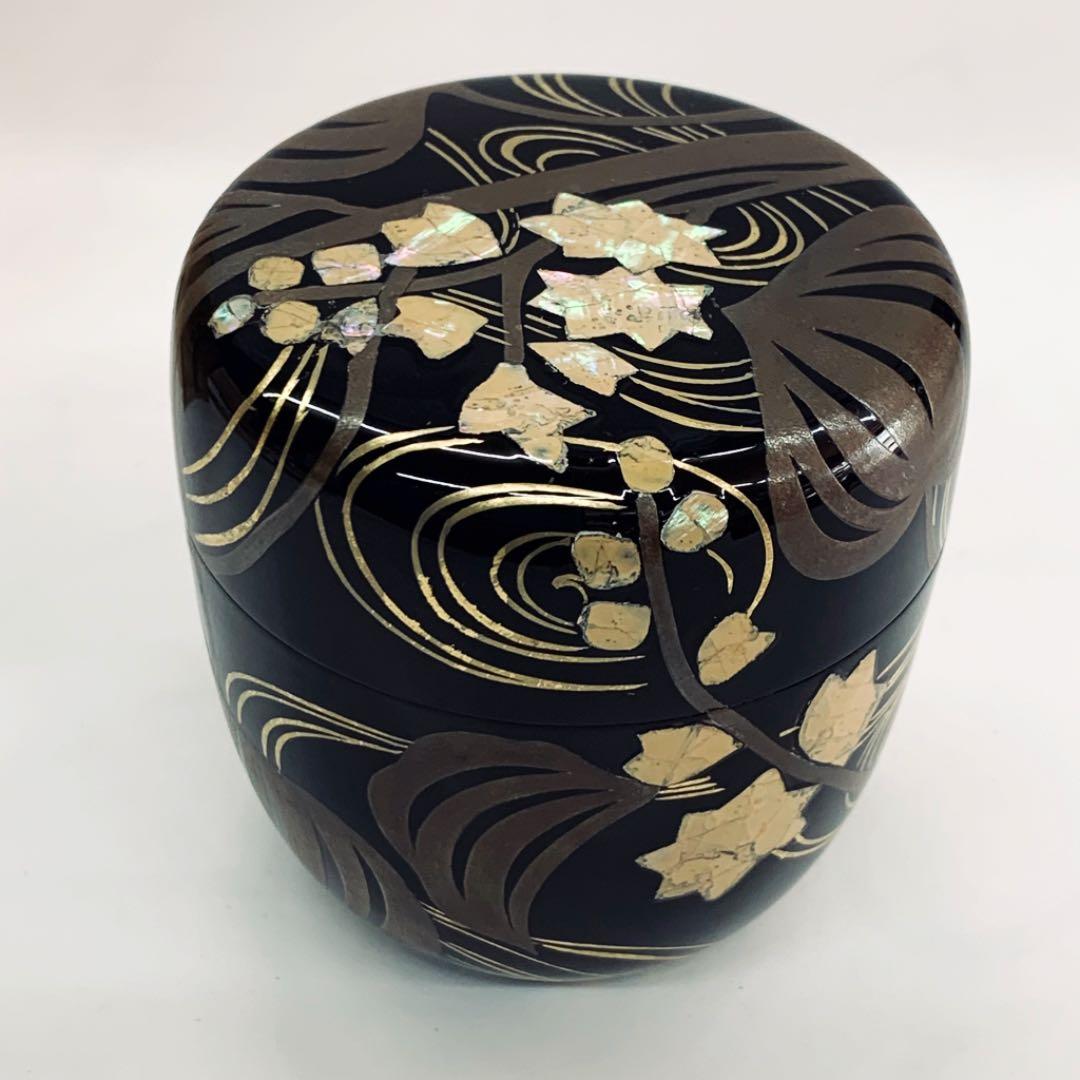 【中棗　水葵　蒔絵】田中宗凌　共箱