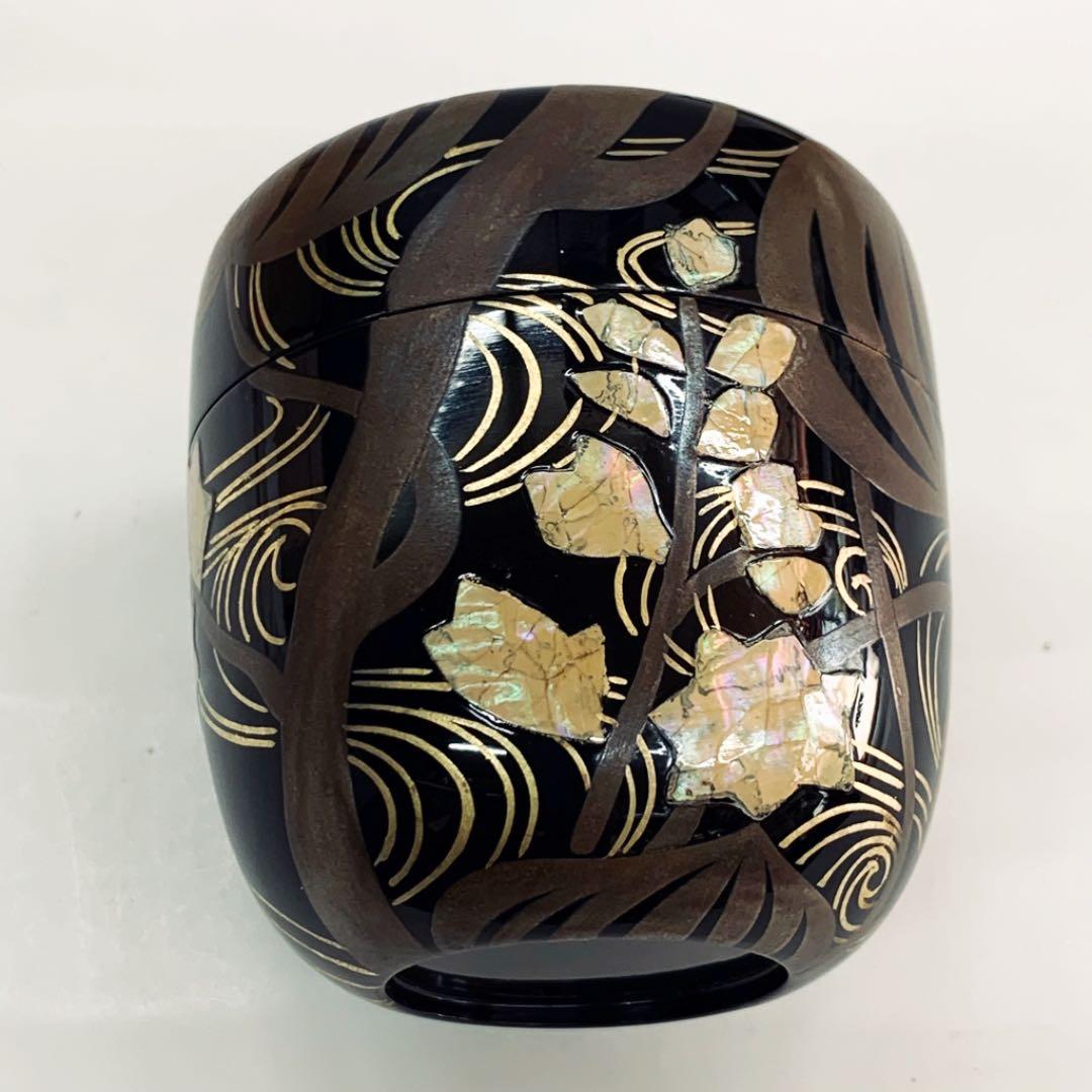 【中棗　水葵　蒔絵】田中宗凌　共箱