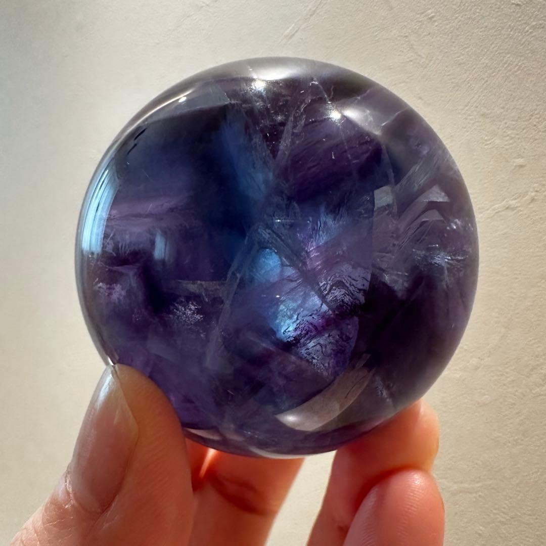 ブルーフローライト　スフィア　5.1㎝　224.2g フローライト　透明感　青