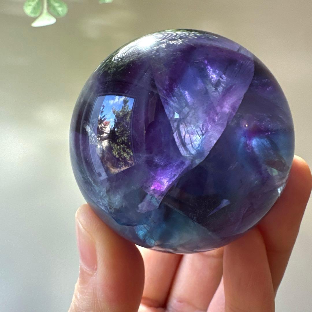 ブルーフローライト　スフィア　5.1㎝　224.2g フローライト　透明感　青