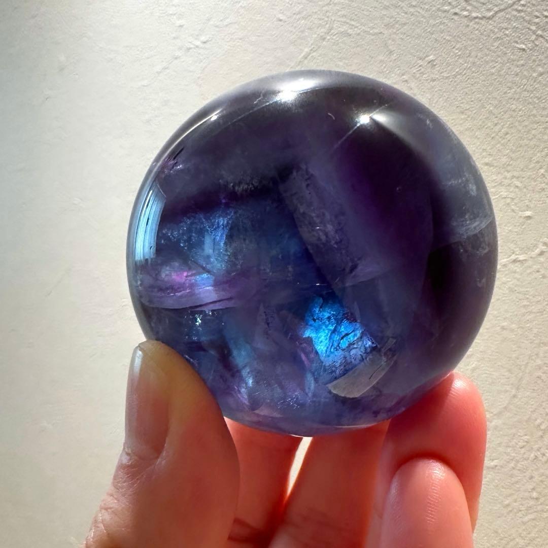 ブルーフローライト　スフィア　5.1㎝　224.2g フローライト　透明感　青