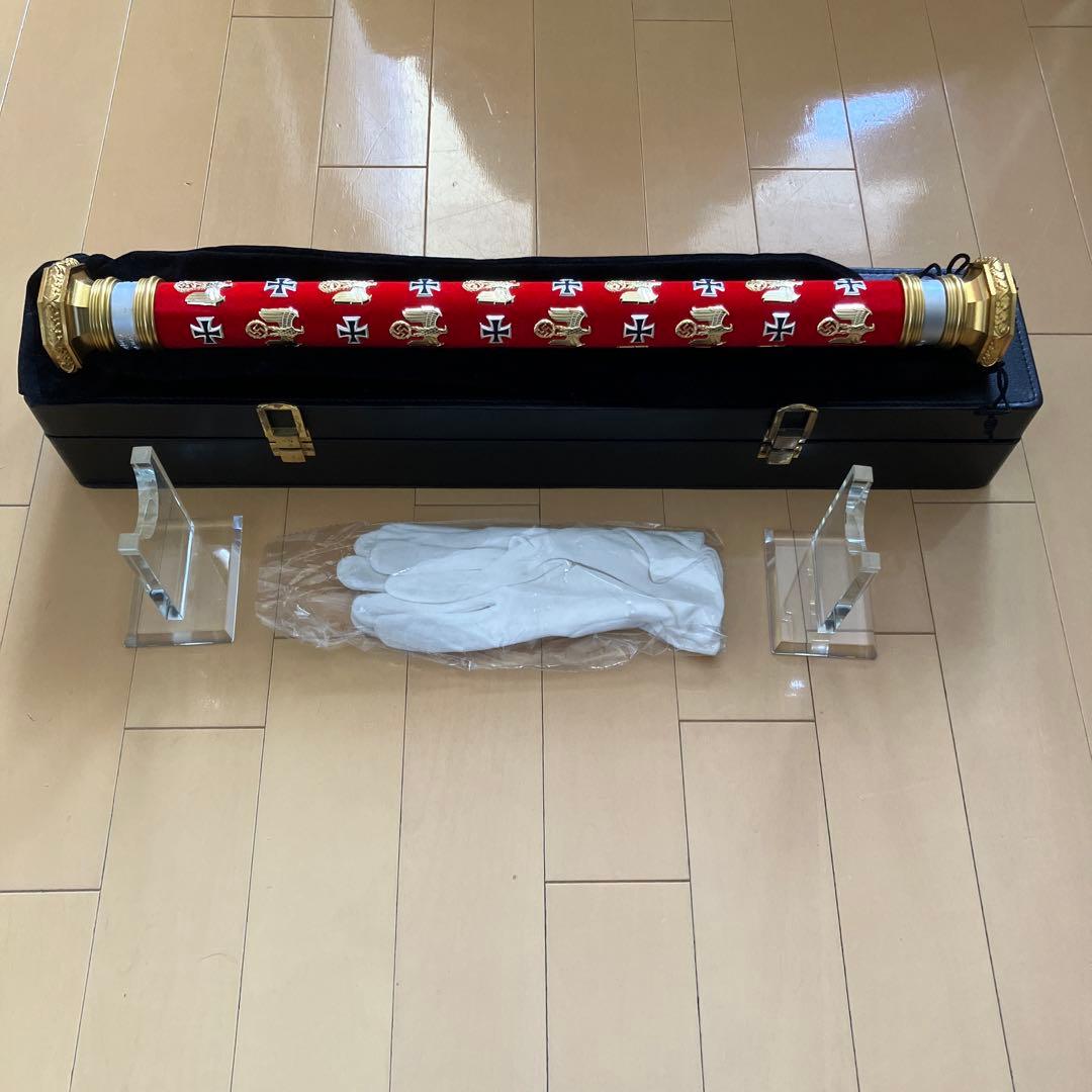 ドイツ軍　元帥杖　ロンメル将軍仕様　アクリル台座、白手袋付き