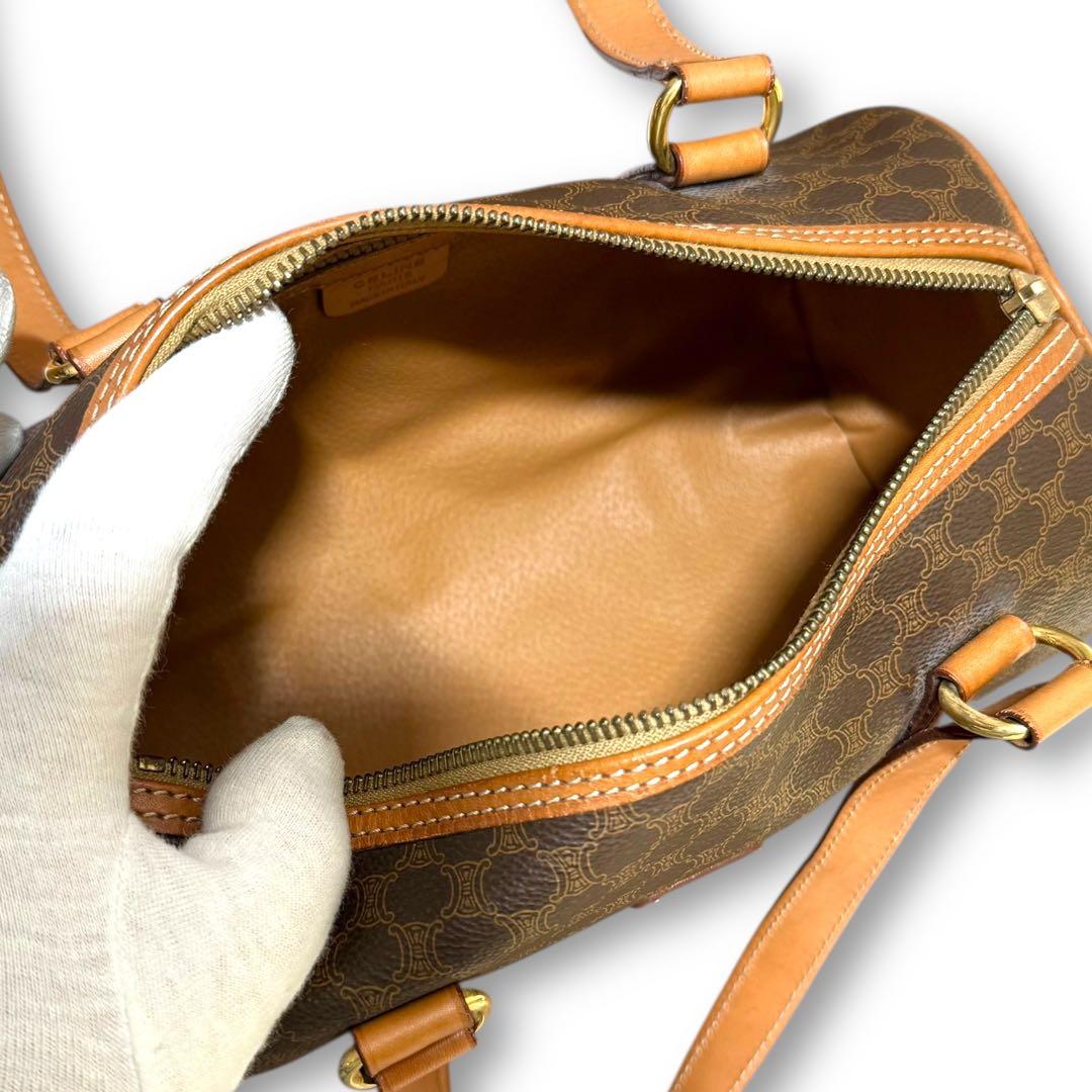 CELINE ミニボストン マカダム柄 トリオンフ ハンドバッグ PVCレザー