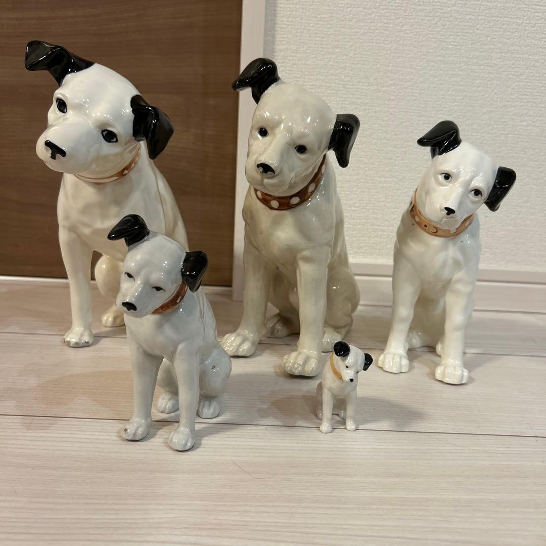 Victor ビクター犬　ニッパー　陶器置物　5匹