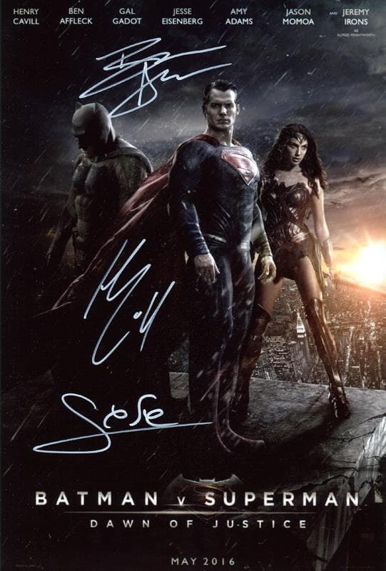 映画ヘンリー・カヴィル, ベン・アフレック & ガル・ガドット 直筆サインフォト