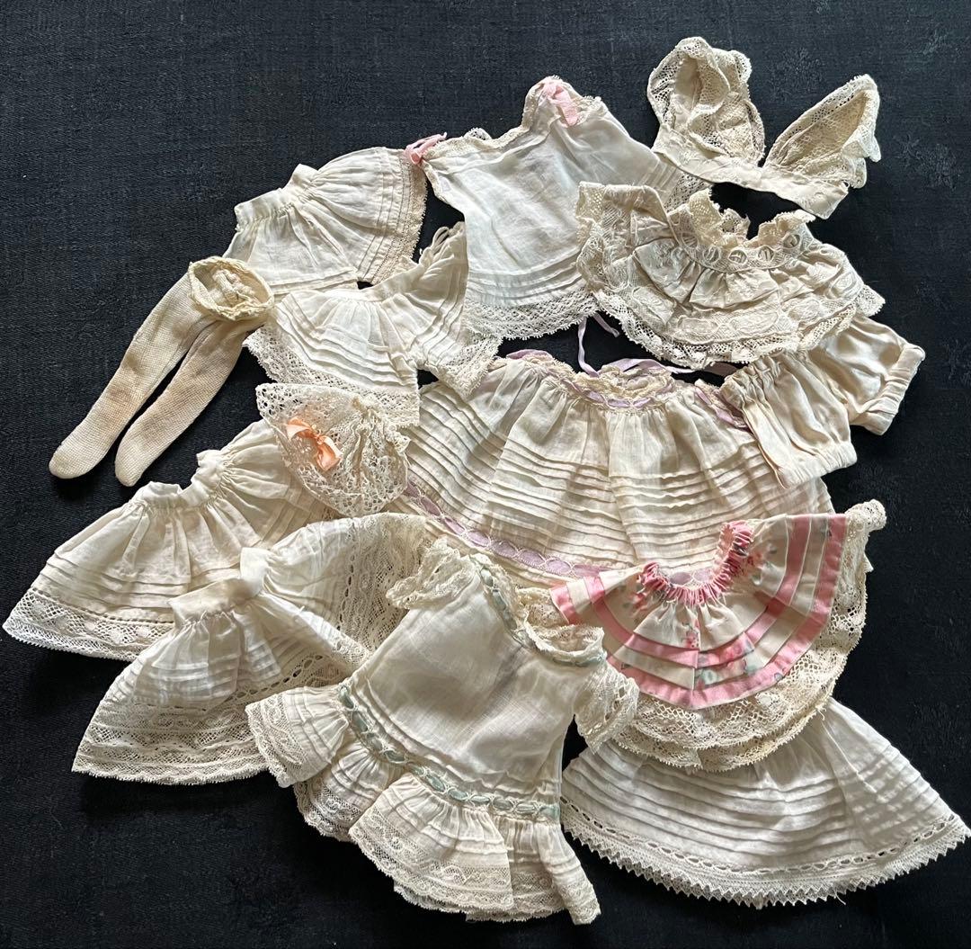アンティークフランスフレンチビスクドール小さなドール用ドレスセットミニョネット